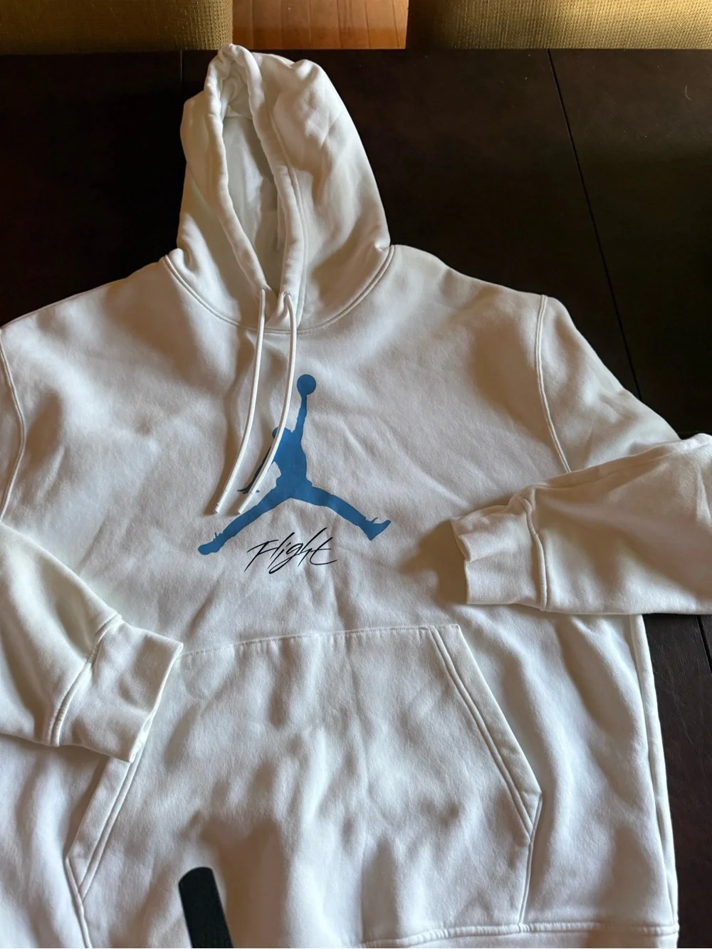 Jordan White Hoodie with Blue Jumpman Logo large